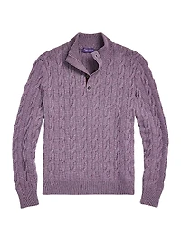 Cable-Knit Cashmere Mockneck Sweater