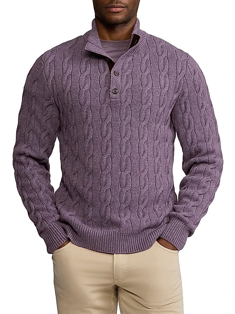 Cable-Knit Cashmere Mockneck Sweater