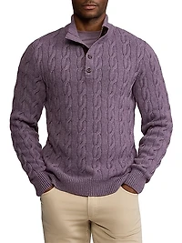 Cable-Knit Cashmere Mockneck Sweater