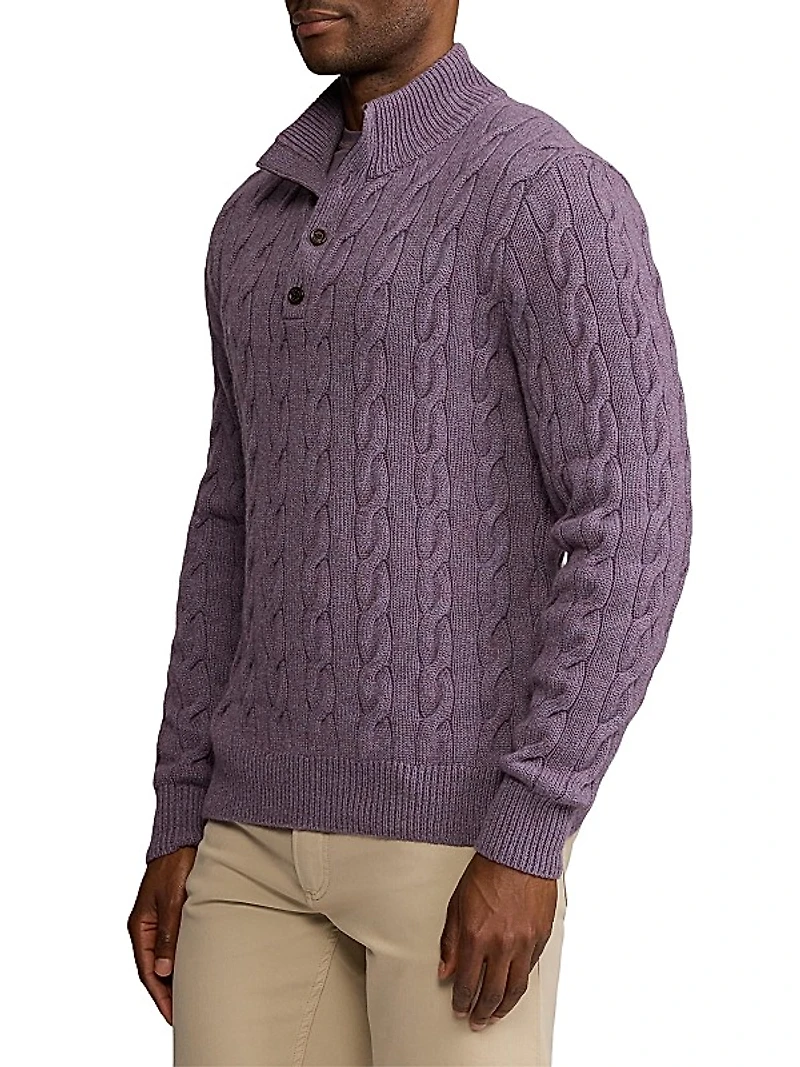 Cable-Knit Cashmere Mockneck Sweater