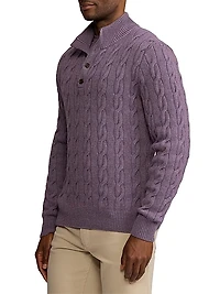 Cable-Knit Cashmere Mockneck Sweater