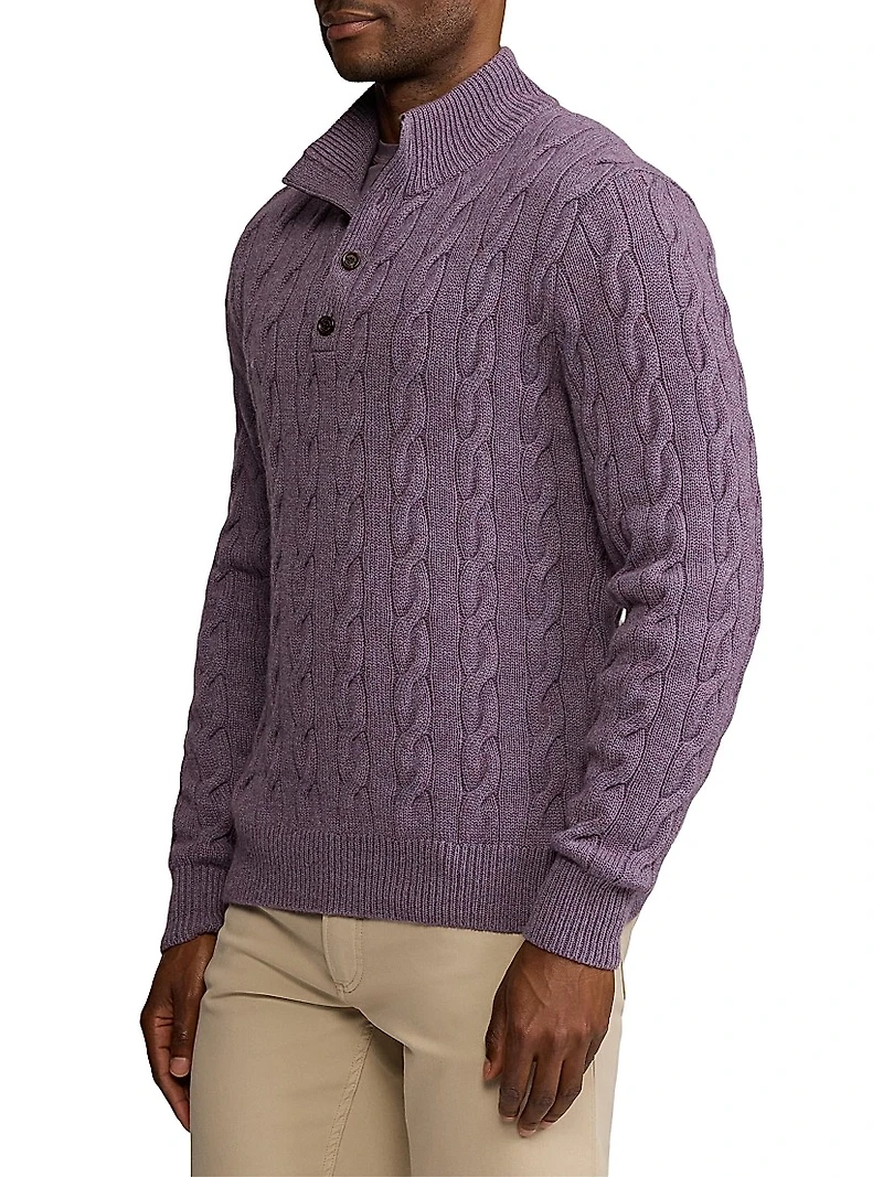Cable-Knit Cashmere Mockneck Sweater