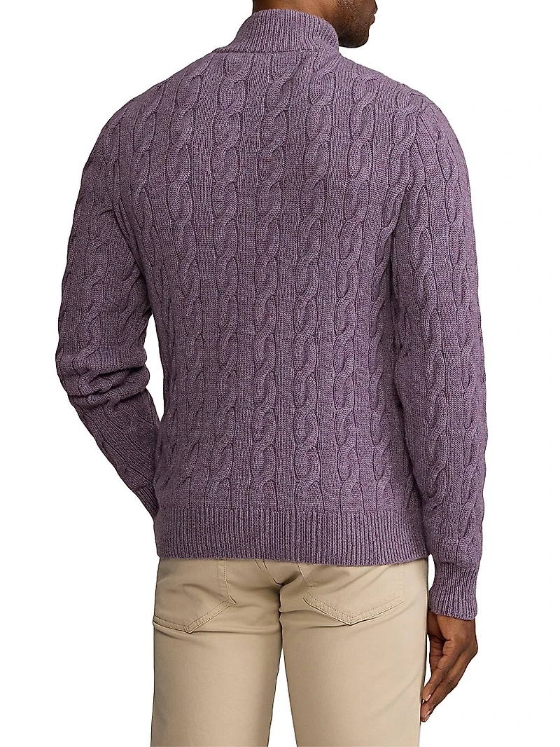 Cable-Knit Cashmere Mockneck Sweater