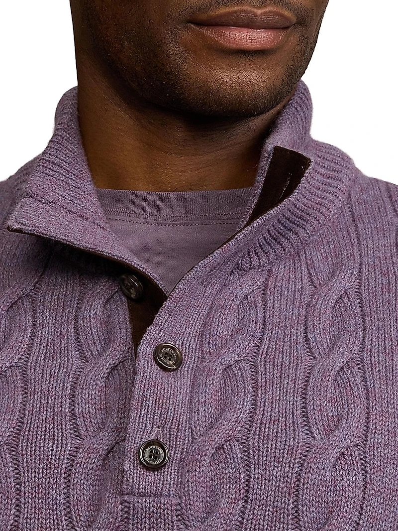 Cable-Knit Cashmere Mockneck Sweater