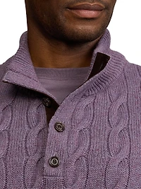 Cable-Knit Cashmere Mockneck Sweater