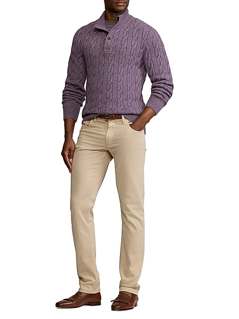 Cable-Knit Cashmere Mockneck Sweater