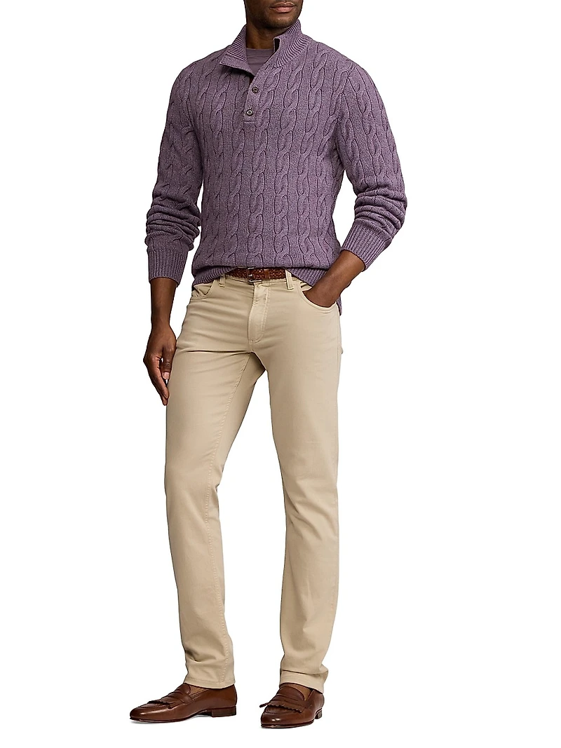 Cable-Knit Cashmere Mockneck Sweater