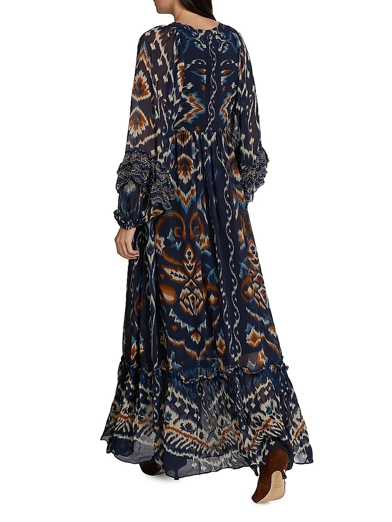 Pineapple Ikat-Inspired Maxi Dress