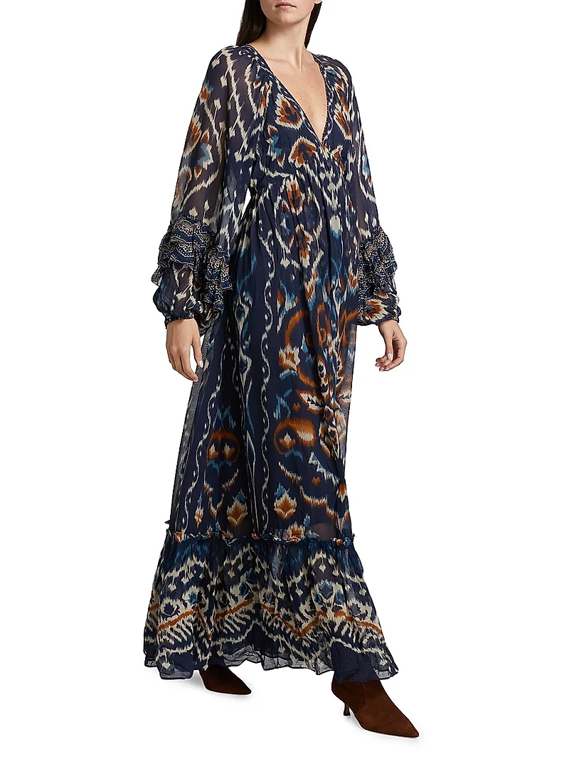 Pineapple Ikat-Inspired Maxi Dress