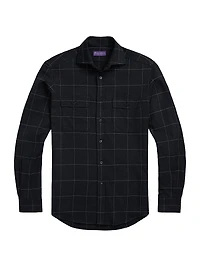 Windowpane Plaid Cotton Flannel Shirt