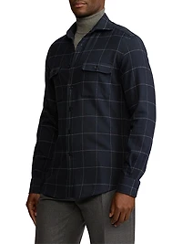 Windowpane Plaid Cotton Flannel Shirt