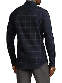 Windowpane Plaid Cotton Flannel Shirt