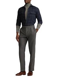 Windowpane Plaid Cotton Flannel Shirt