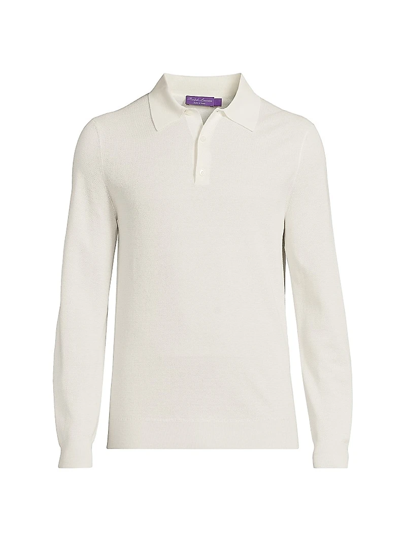 Silk-Cotton Polo-Collar Sweater
