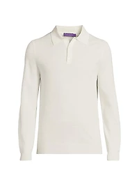 Silk-Cotton Polo-Collar Sweater