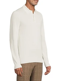 Silk-Cotton Polo-Collar Sweater