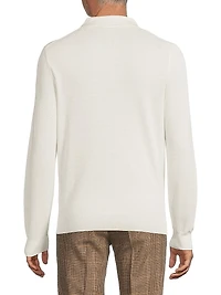 Silk-Cotton Polo-Collar Sweater