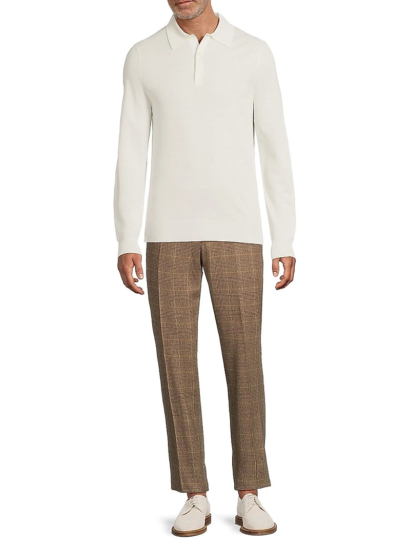 Silk-Cotton Polo-Collar Sweater