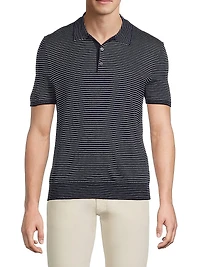 Striped Silk-Cotton Polo-Collar Sweater