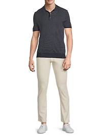 Striped Silk-Cotton Polo-Collar Sweater