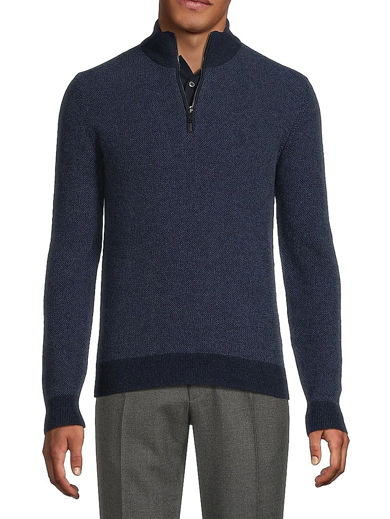 Cashmere Birdseye Half-Zip Sweater