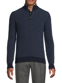 Cashmere Birdseye Half-Zip Sweater