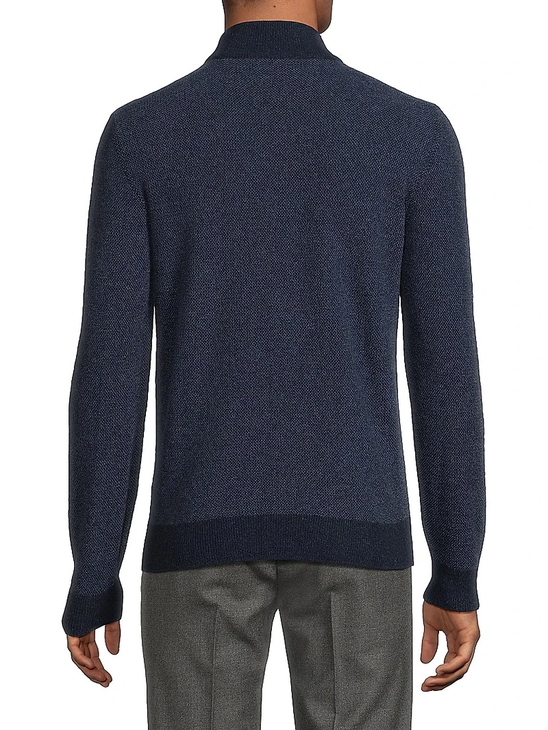 Cashmere Birdseye Half-Zip Sweater