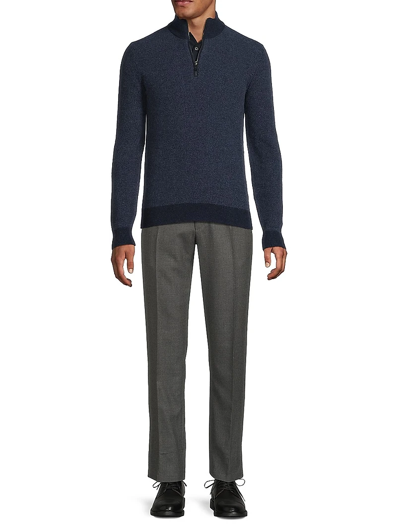 Cashmere Birdseye Half-Zip Sweater