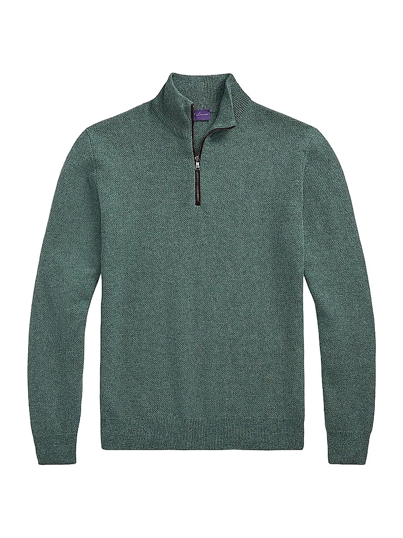Birdseye Cashmere Quarter-Zip Sweater