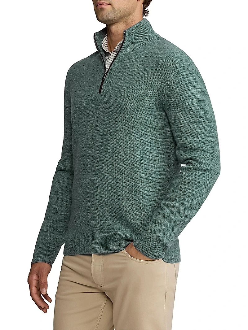 Birdseye Cashmere Quarter-Zip Sweater