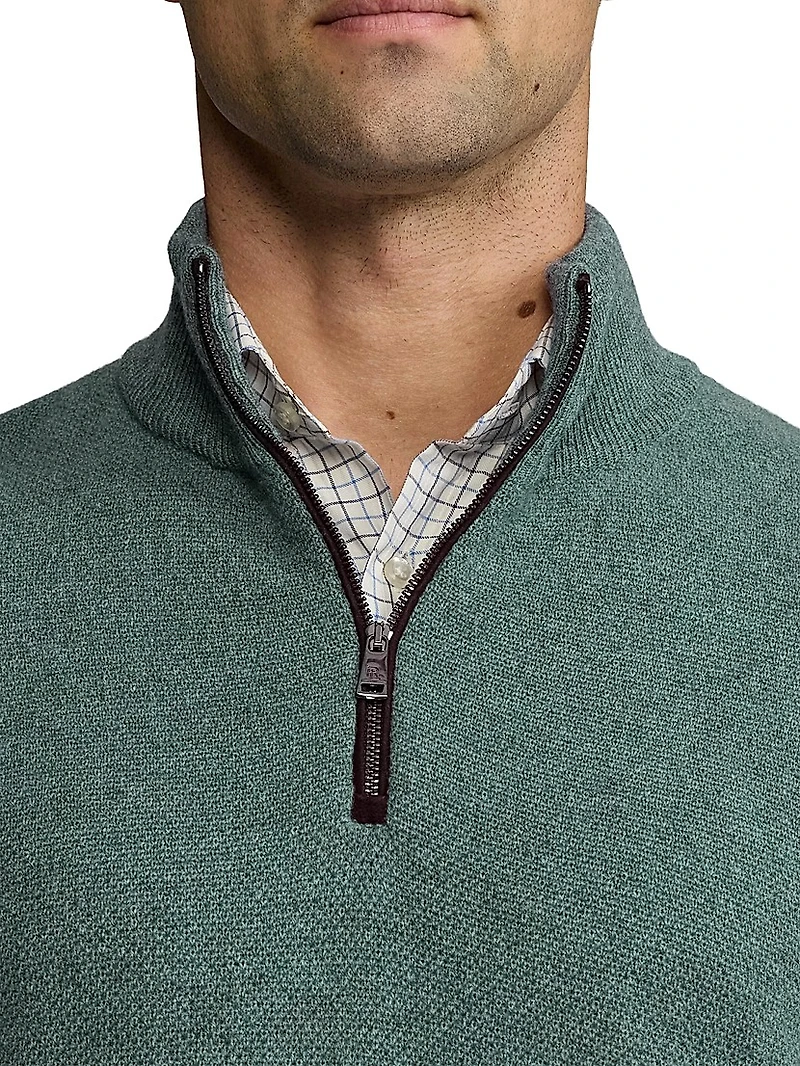 Birdseye Cashmere Quarter-Zip Sweater