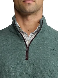 Birdseye Cashmere Quarter-Zip Sweater