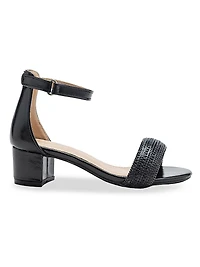 Little Girl's and Rhinestone Band Block Heels
