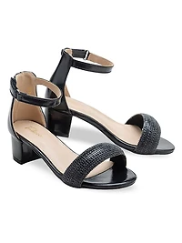Little Girl's and Rhinestone Band Block Heels
