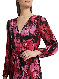 Liv Floral Pleated Midi-Dress