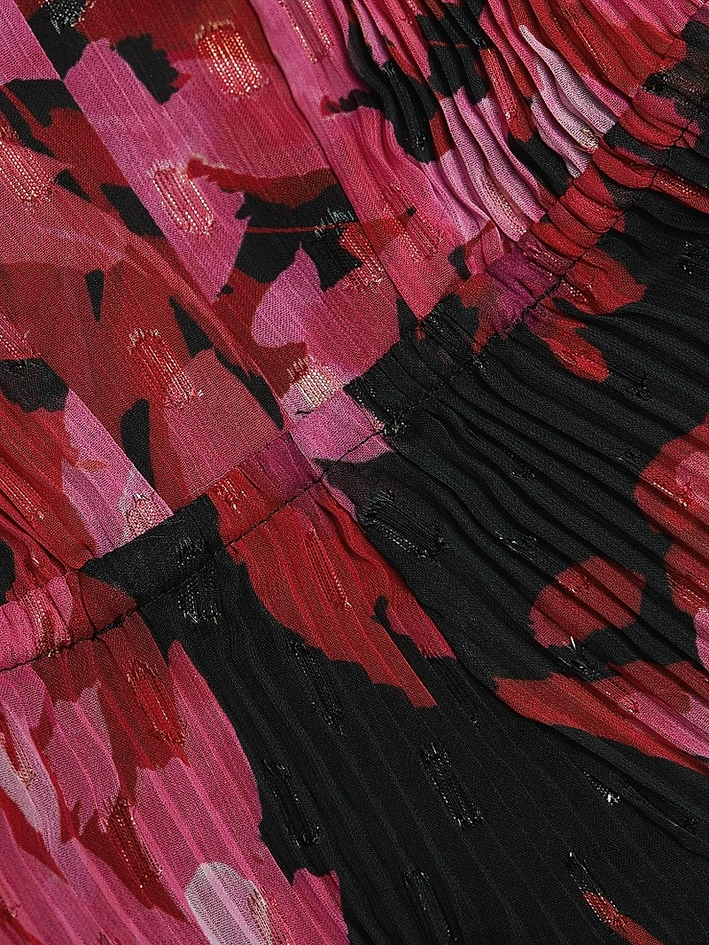 Liv Floral Pleated Midi-Dress