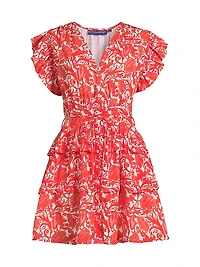 Hunan Floral Tie-Waist Minidress