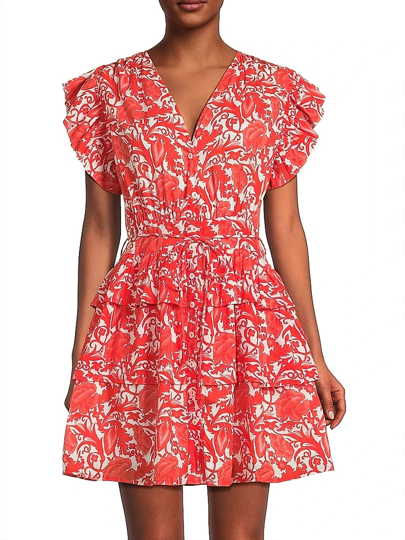 Hunan Floral Tie-Waist Minidress