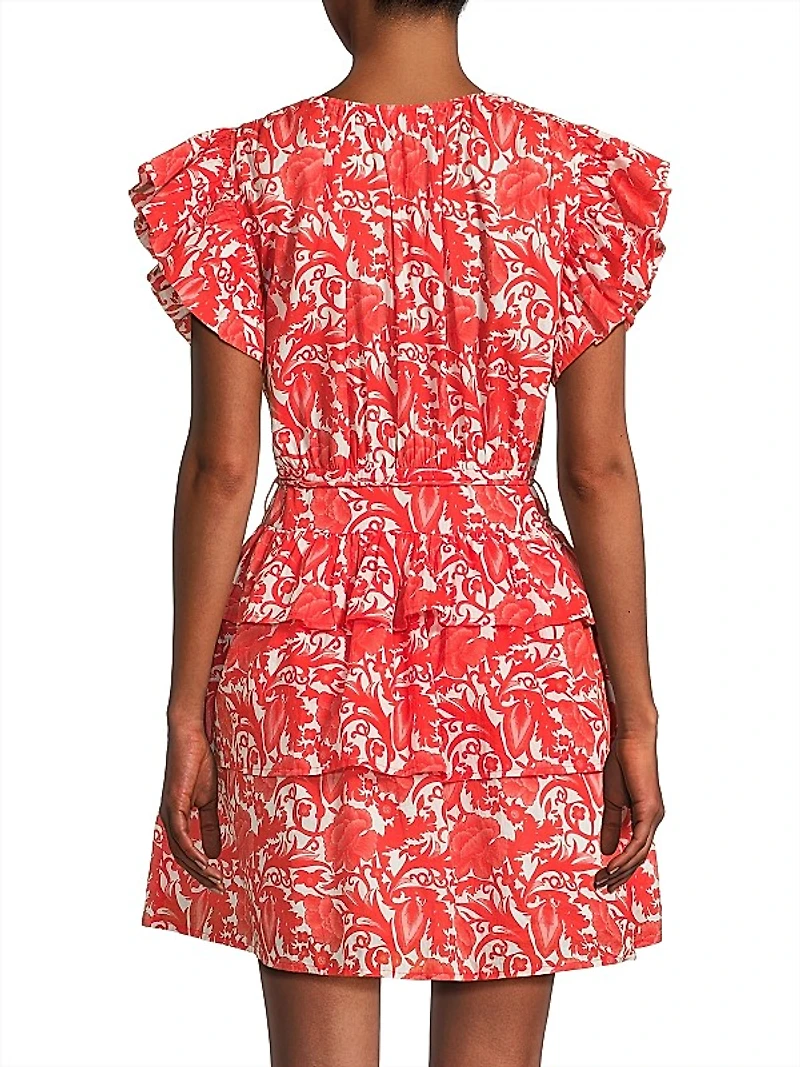 Hunan Floral Tie-Waist Minidress