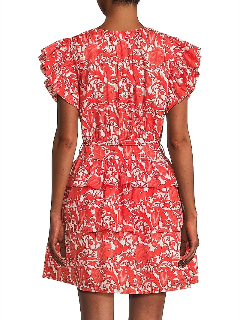 Hunan Floral Tie-Waist Minidress