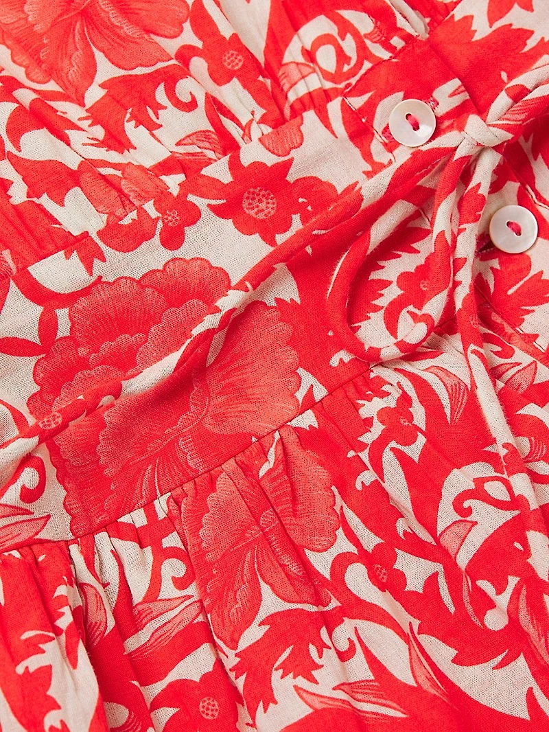 Hunan Floral Tie-Waist Minidress