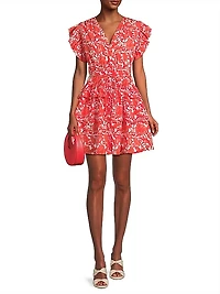 Hunan Floral Tie-Waist Minidress