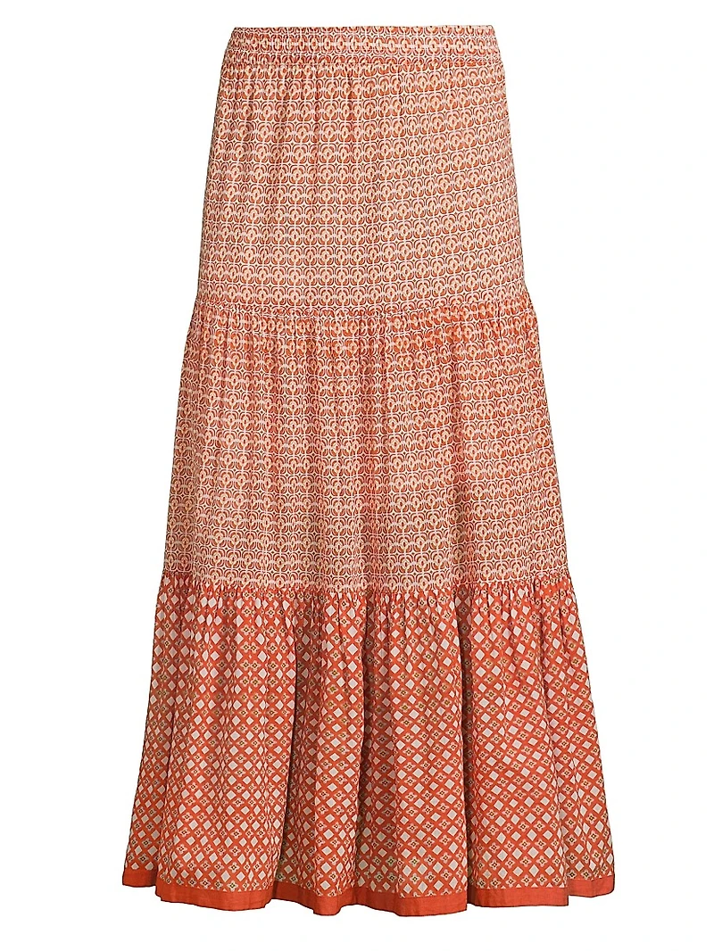 Frilly Tiered Cotton Maxi Skirt