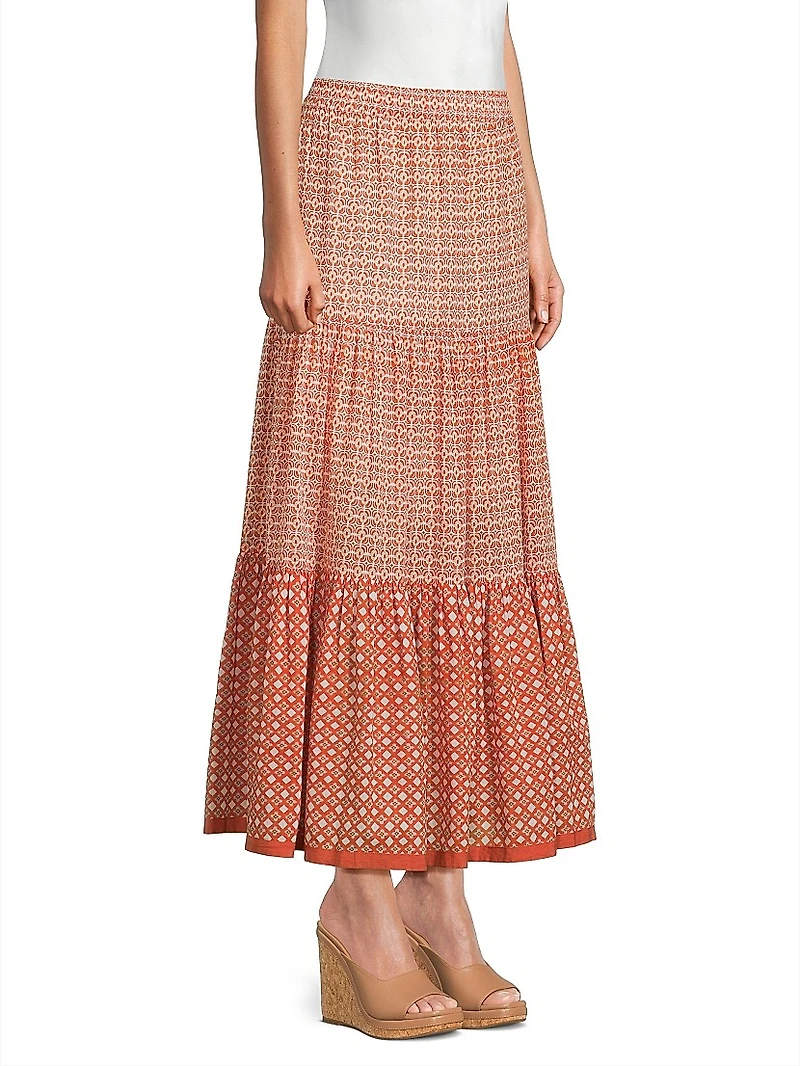 Frilly Tiered Cotton Maxi Skirt