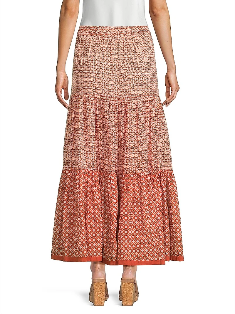 Frilly Tiered Cotton Maxi Skirt