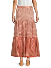 Frilly Tiered Cotton Maxi Skirt