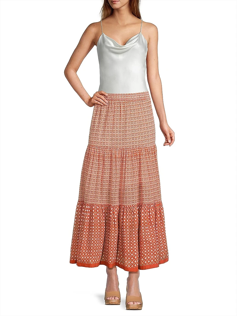 Frilly Tiered Cotton Maxi Skirt