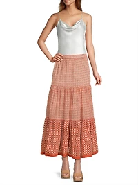 Frilly Tiered Cotton Maxi Skirt