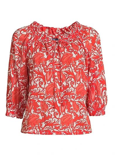 Havana Hibiscus Print Cotton Top