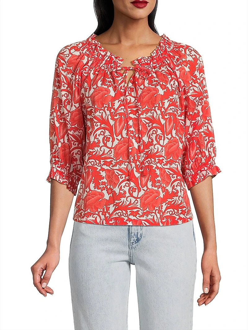 Havana Hibiscus Print Cotton Top